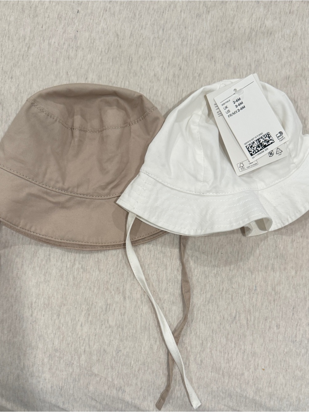 Neutral Beige and White Baby Bucket Hats